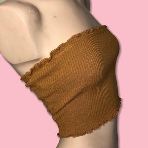 Mustard yellow strapless crop top